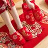 Зимние свадебные хлопковые тапочки красные свадебные праздничные пара дракона и феникса молодожены невеста утренний халат приданое чувство старшинства