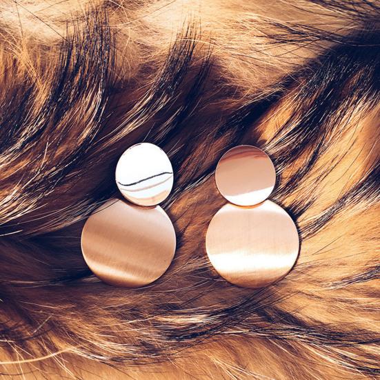 1 пара сережек-гвоздиков с геометрическим рисунком, блестящий металл, маленький, большой, круглый лист, изящный, минималистичный, гипоаллергенный