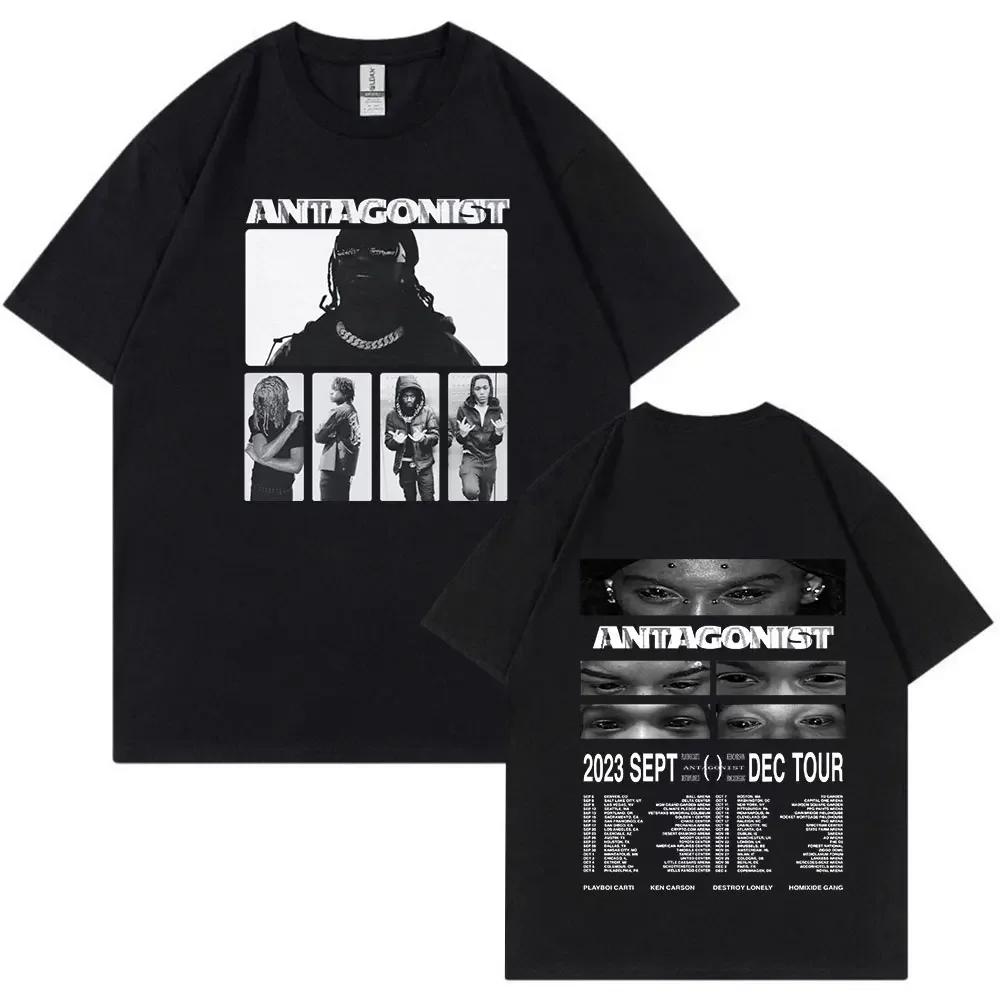Rapper Playboi Carti Antagonist Tour Tshirt 2023 Concert Fans T Shirt Unisexs Fashion Hip Hop Short Sleeve Oversized Tshirts Bla