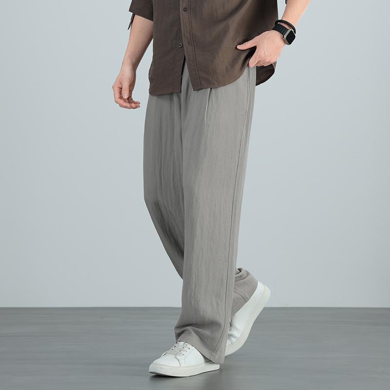 Tencel Linen Loose Straight Leg Pants for Men