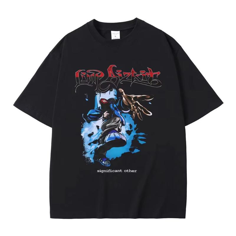 Unisexs And Unisexs Retro Metal Oversized Tshirt Unisexs Highquality Cotton Tshirt Rock Band Limp Bizkit Printed Tshirt