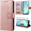 Case for Samsung Galaxy A16 5G/4G - BOOLING - Shockproof Synthetic Leather Pink Mandala Pattern - 2 Tempered Glasses