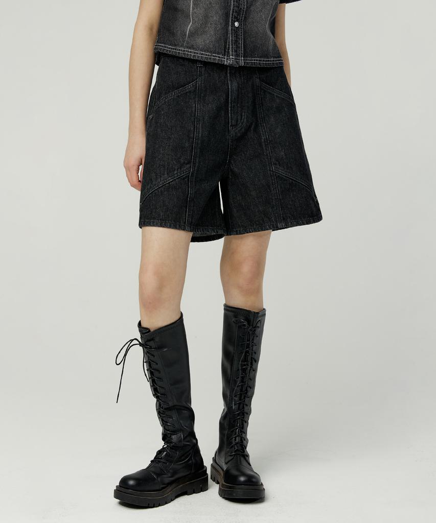MAGOODGAN Flower 7958 Fatigue Variant Black Bermuda Shorts