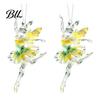 Christmas Tree Hanging Ornaments 2Pcs Glitter Ballet Girl Keychain, 2D Acrylic Pendant for Bag Backpack, Sparkling Fence Branch Decorations Dancer Car