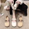 Mary Jane Shoes Women's Flat-soled Single Shoes Spring 2024 New Shallow Mouth Grandma Shoes Gentle Wind with Skirt Small Leather Shoes