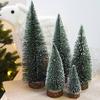 Mini Christmas Tree Figurines Miniatures Plastic Winter Snow Ornament Xmas Party Resin Craft Miniature Landscape Decor Supplies