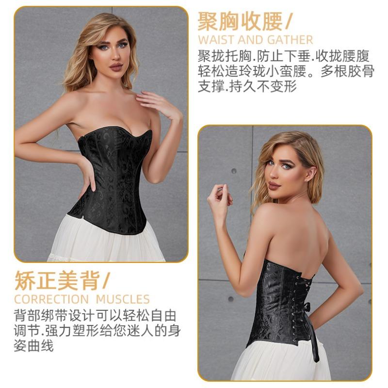 Винтажный печатный strapless корсет-бюстье с формированием талии в форме песочных часов, вечерний, в придворном стиле