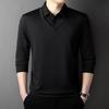 2025 New Men'S Casual And Fashionable Long Sleeved Solid Color Fake Two-Piece Polo Shirt Business All Season Versatile Top