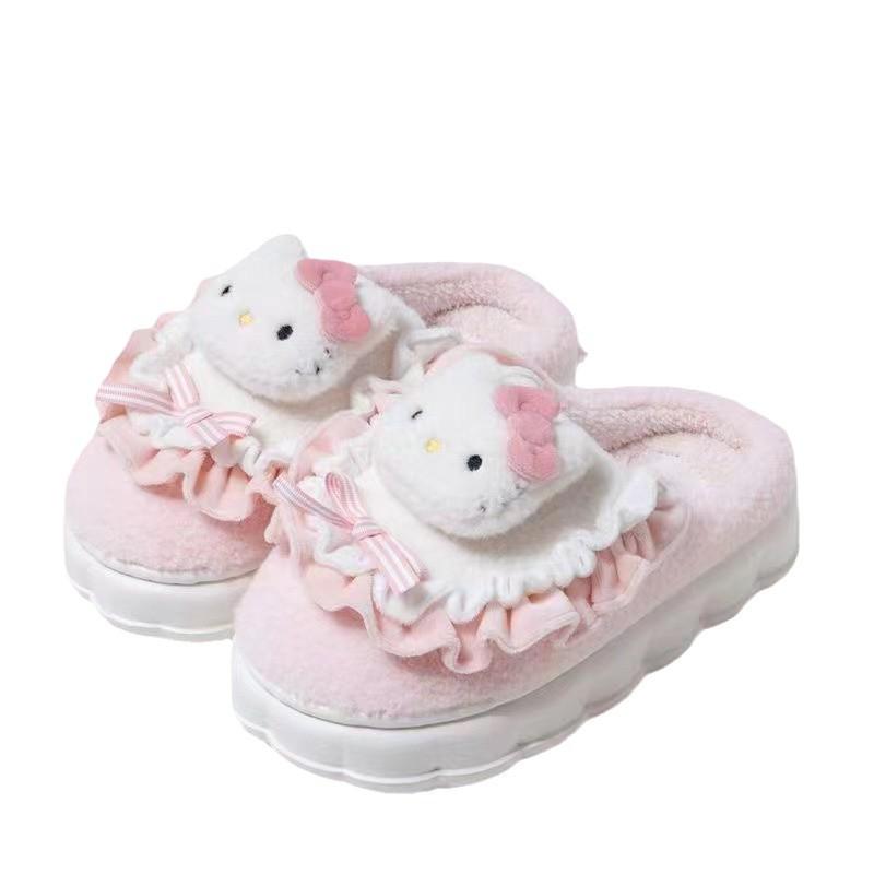 Милые зимние тапочки с изображением мультяшной собаки с корицей - теплые, толстые, пушистые хлопковые балетки для женщин и девочек