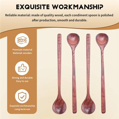 6 штук Деревянные длинные ложки Длинная ручка Круглые ложки Ложки для супа в корейском стиле Для супа, готовки, перемешивания, кухонные