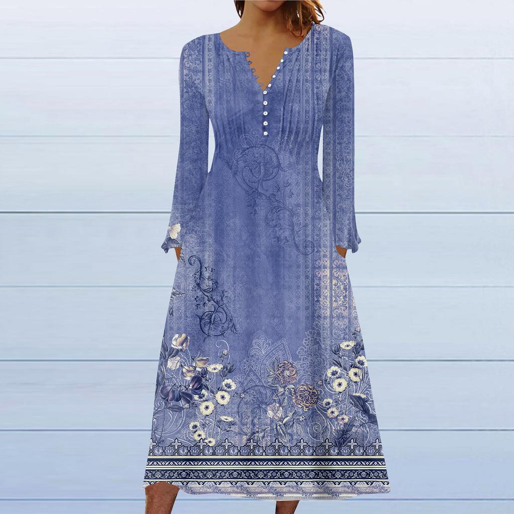 Модное женское повседневное модное однотонное платье с карманами и v-образным вырезом, пуловер с длинными рукавами