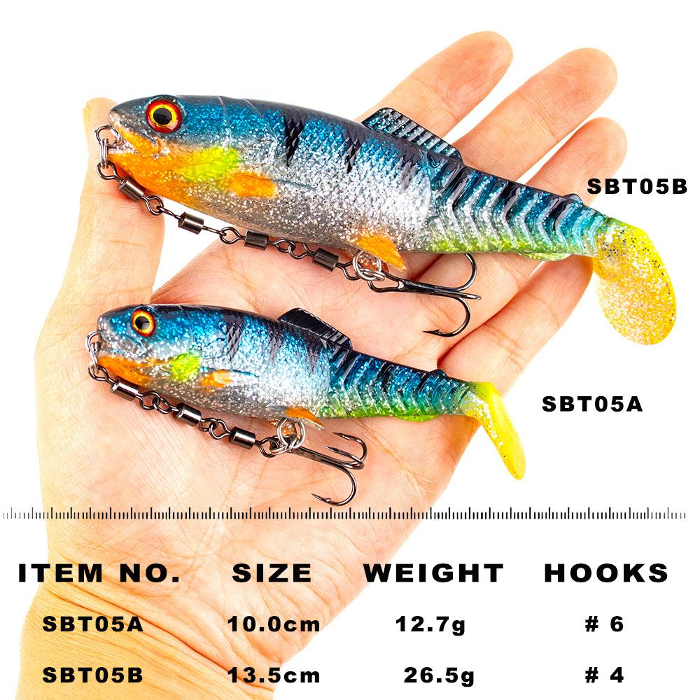 Sinking Paddle Tail Soft Swimbait with Treble Hooks 3D Realistic Eyes Pike Perch Predator Fishing Soft Lure Freshwater Tackle