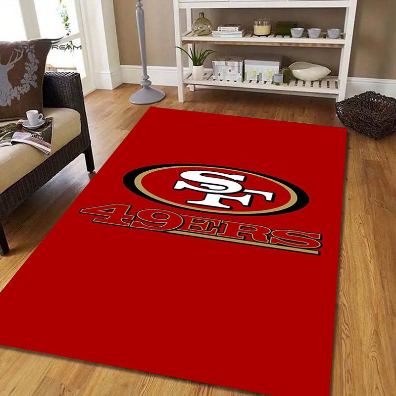 San Francisco 49ers Style Crystal Velvet Rug, Soft Anti‑Slip Crystal Velvet Carpet for Living Room Bedroom Home Decor