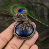 Natural Lapis Lazuli Gemstone Handmade Copper Wire Wrap Pendant 2.25" P6R00