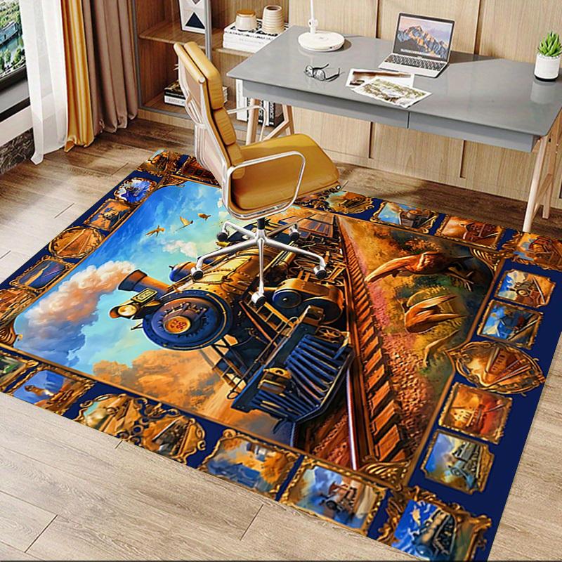 1PC Train Railway Non-Slip Floor carpet, Office, family, bedroom, Studio - Large Area Rug, Vibrant Colors-C0482