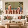 Bohemian Coastal Style Surfer Couple Theme Canvas Painting Retro Palm Tree Seaside Figure Poster Art Print Living Room Bar Decor