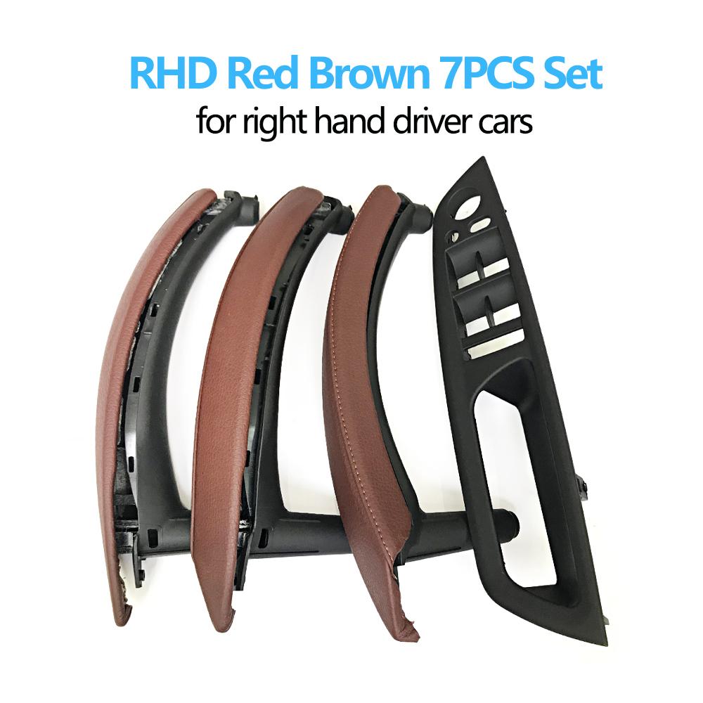 Набор из 7 шт., левая и правая внутренняя дверь, окно, панель переключателя с кожаным чехлом для BMW X5 X6 E70 E71