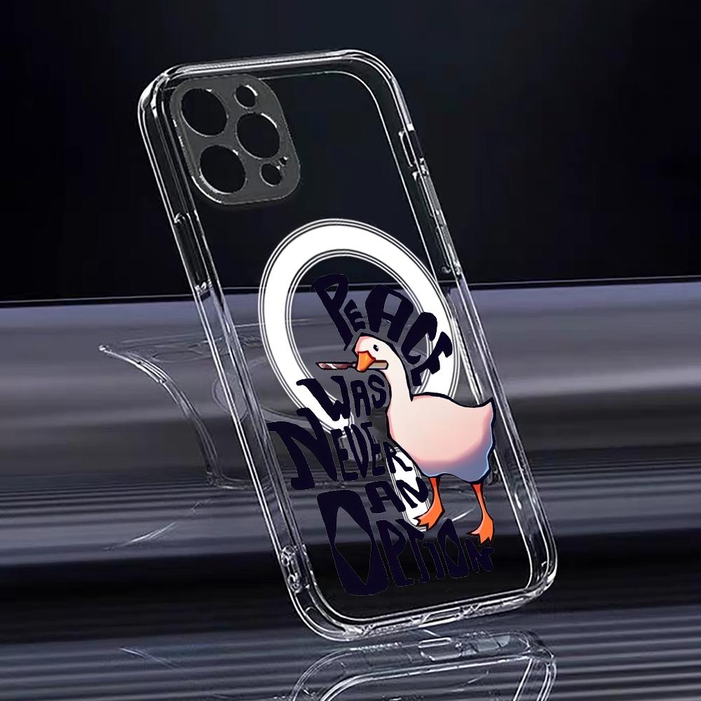Funny Goose Phone Case For iPhone 17 16 15 14 13 12 Pro Max Plus With Magnetic Crystal Clear Case Wireless Charge