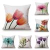 Premium Cotton Linen Pillow Case With Timeless Tulips Design For Home Decor