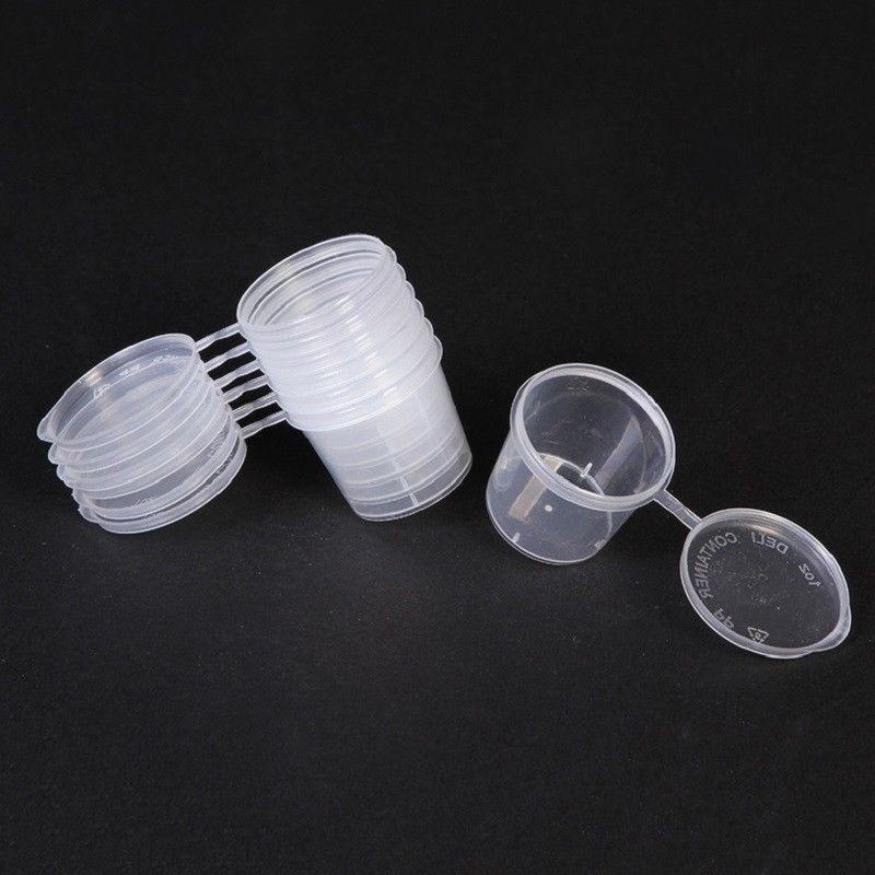 5 шт./10/20 шт., 25 мл, маленькие пластиковые стаканчики для соуса, контейнеры для хранения пищевых продуктов, прозрачные коробки + крышки