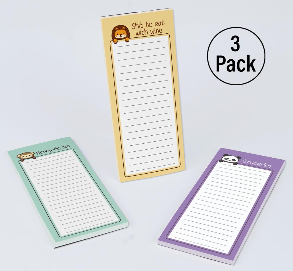 Inkdotpot Pack of 3 Magnetic Fridge To-Do List Notepads- Magnetic Memo Pads For Refrigerator- (50 Sheets
