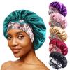 Soft Satins Night Hat Travel Sleep Bonnet Wide Band Comfortable Hair Bonnet for Nighttime Hair Protecting