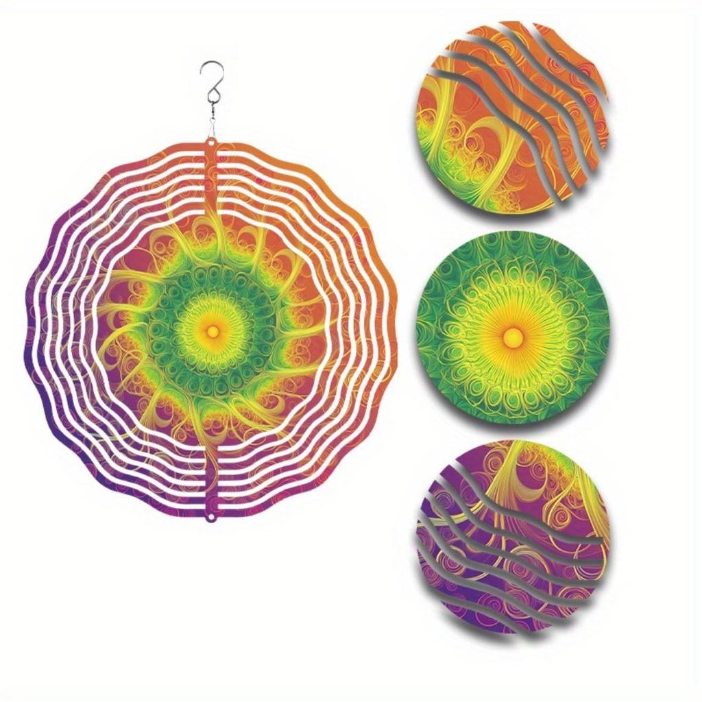 Яркий 10-дюймовый колокольчик ветра с красочным геометрическим дизайном, идеально подходящий для весны