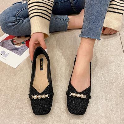 Модные балетки для женщин Весна и Лето Новые Квадратный носок Открытый верх Плоский каблук Красные Женские туфли Дамские Большой размер 44 45 46