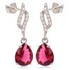 [Q8856] - Silver Earrings 'Sissi' Silvery White Ruby ​​(rhodium-plated) - 22x6 Mm