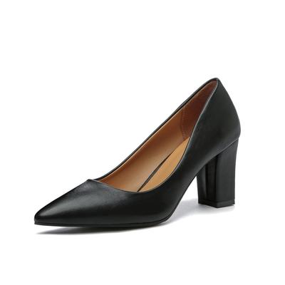 Туфли на высоком каблуке для Европы и США, женские весенне-осенние 2024 г., новые толстые замшевые туфли с острыми концами, модные простые рабочие туфли