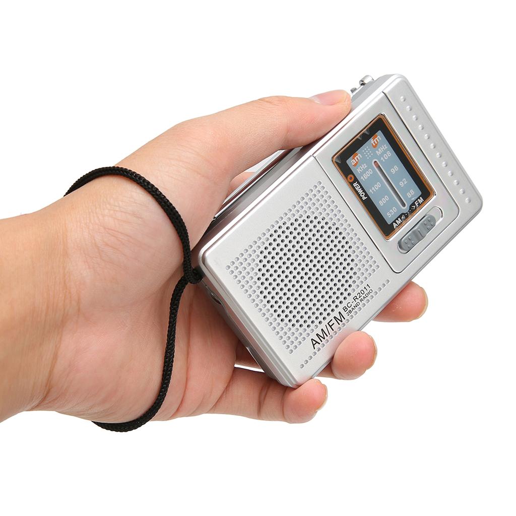 Portable Pocket Radio AM/FM Classic Elegant Design Silver Grey Battery Operated Radio for Home