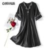 Women's Summer Thin Section of Satin Silk Pajamas Ruffles Fly Edge Home Wear Embroidered V-neck Large Size Nightgowns