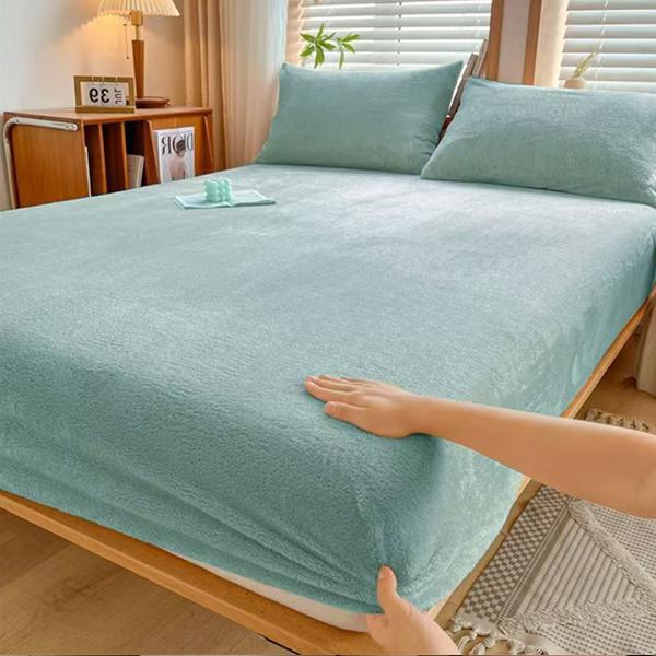 Winter Plush Elastic Fitted Sheet Double Bed Sheet Soft Warm Velvet Bedspread Mattress Cover Bed Linen Protector Twin Queen King