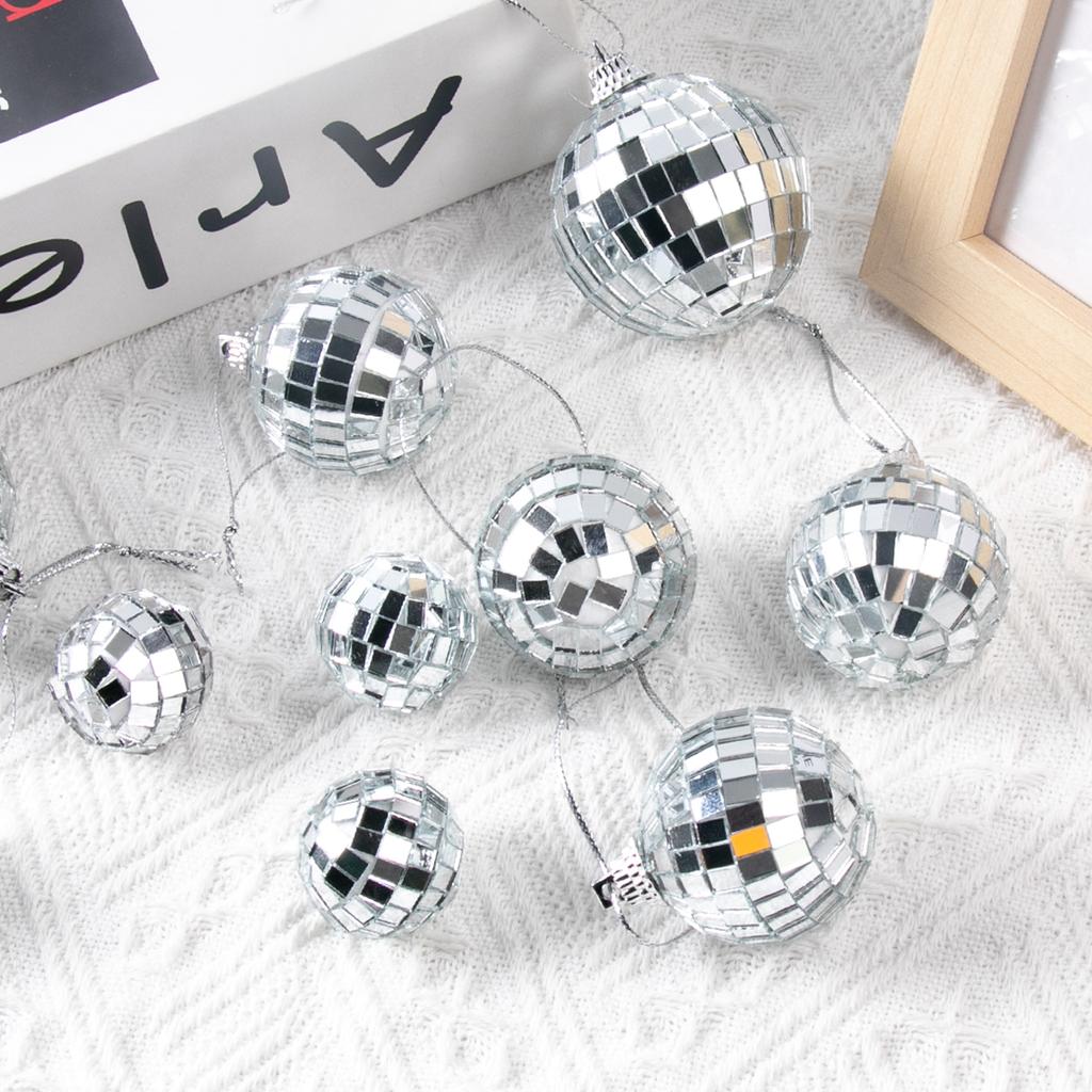 3-10cm Disco Mirror Balls Silver Hanging Ball for 50s 60s 70s Disco DJ Light Effect Party Bachelorette Wedding party Decoration