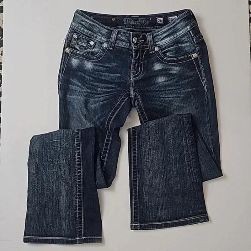 Womens High Waist Wide Leg Jeans Trendy Sequin Streetwear Casual Denim Pants