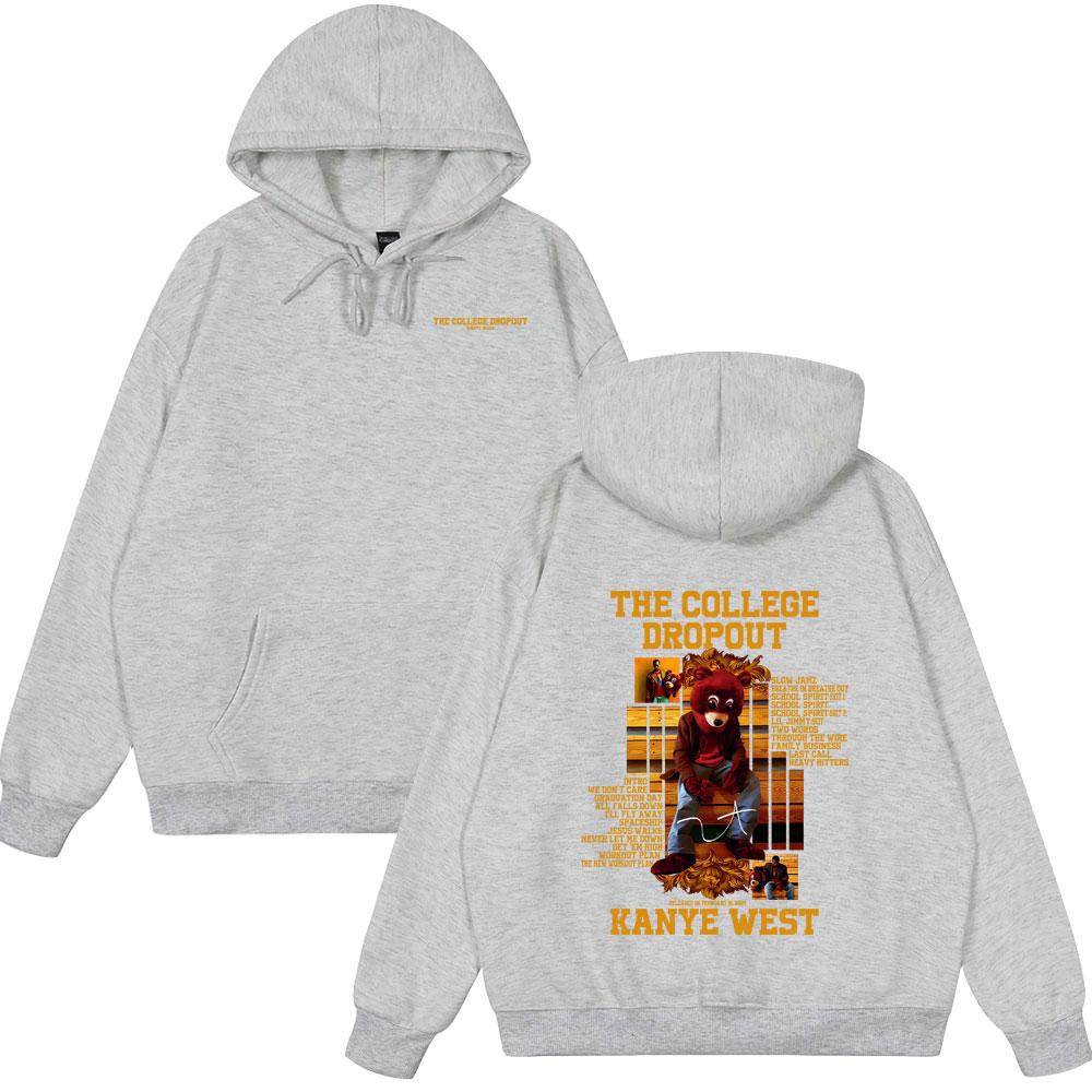 Хип-хоп исполнитель Канье Уэст The College Dropout Медведь Графические Худи Летний Новый Стиль Одежда Хип-хоп Оверсайз Уличная Одежда Весенние Вещи