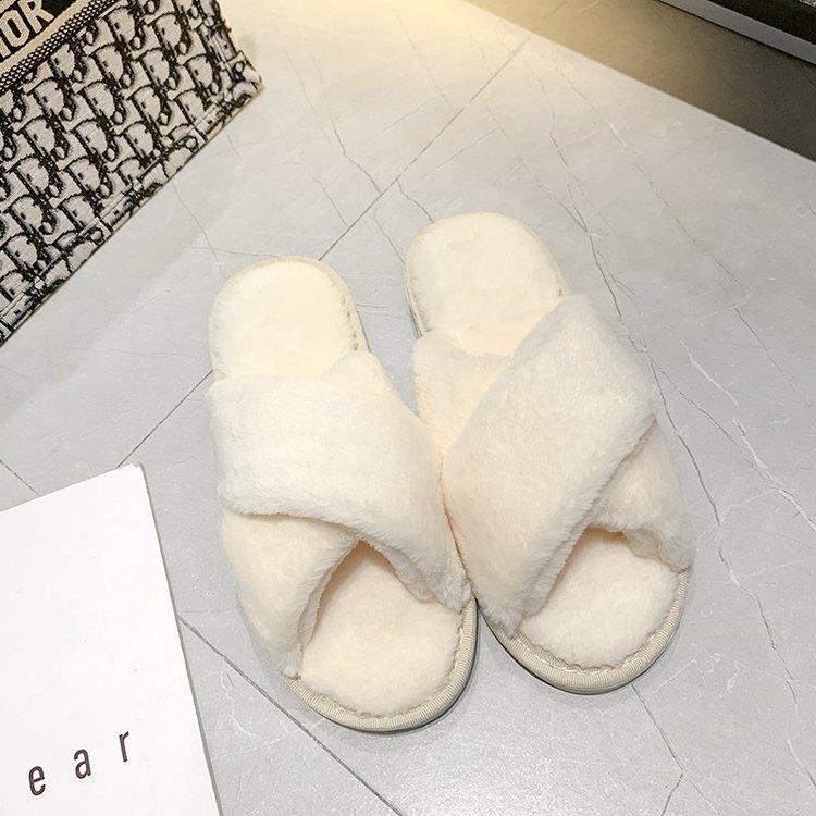 Женские пушистые тапочки для девочек, женские туфли без каблуков с открытым носком из искусственного меха, обувь без каблуков для женщин