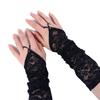 Wedding Party Women Elbow Silky Women Gloves Thin Gloves Fingerless Mitten Long Lace Gloves