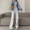 Women's Summer 2024 High-Waist White Wide-Leg Jeans