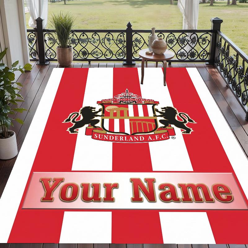 Custom Name Sunderland Crystal Velvet Floor Rug Personalized Text Soft Carpet Home Decor