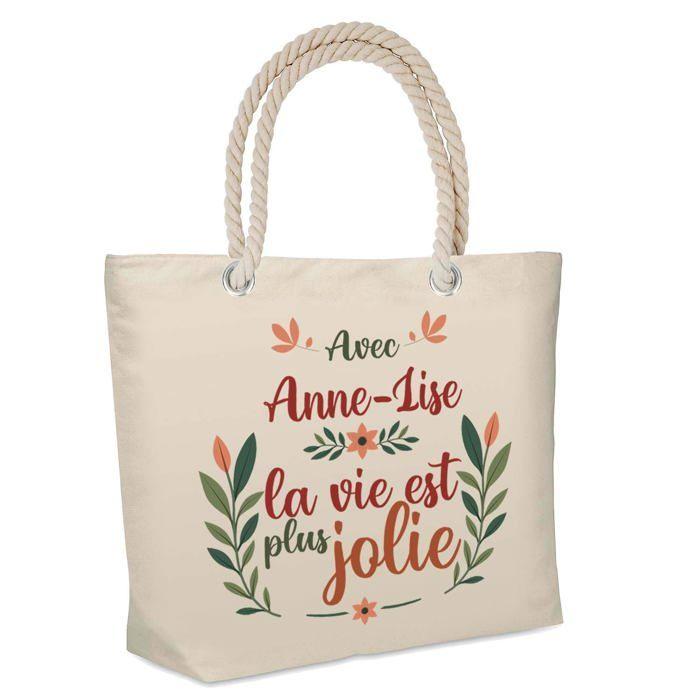 Sac cabas - PLANETEE - Anne-Lise « la vie est plus jolie » - Jute naturel - Isotherme plage - Imprimé en France
