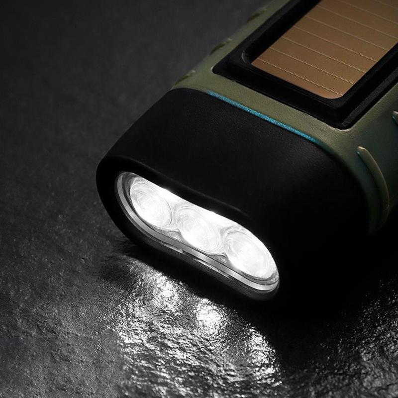 Rechargeable For Fishing Boating Hiking Survival Gear Power Bank Solar Flashlight Emergency Hand Crank Dynamo Led Flashlight