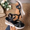 Fashion Leaf Print Cross Strap Wedge Sandals Women 2025 Summer Buckle Strap Platform Sandals Woman Comfort Thick Bottom Beach Sandalias