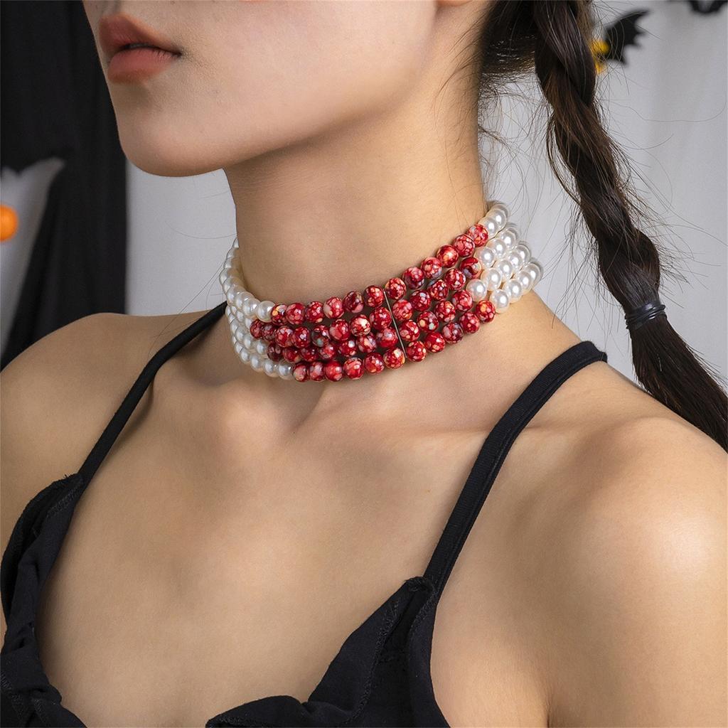 Blood Pearl Necklace, Halloween Gothic Necklace, Pearl Choker Necklace For Women, Dripping Bloody Pearl Necklace Jewelry Halloween Party Costume Gift