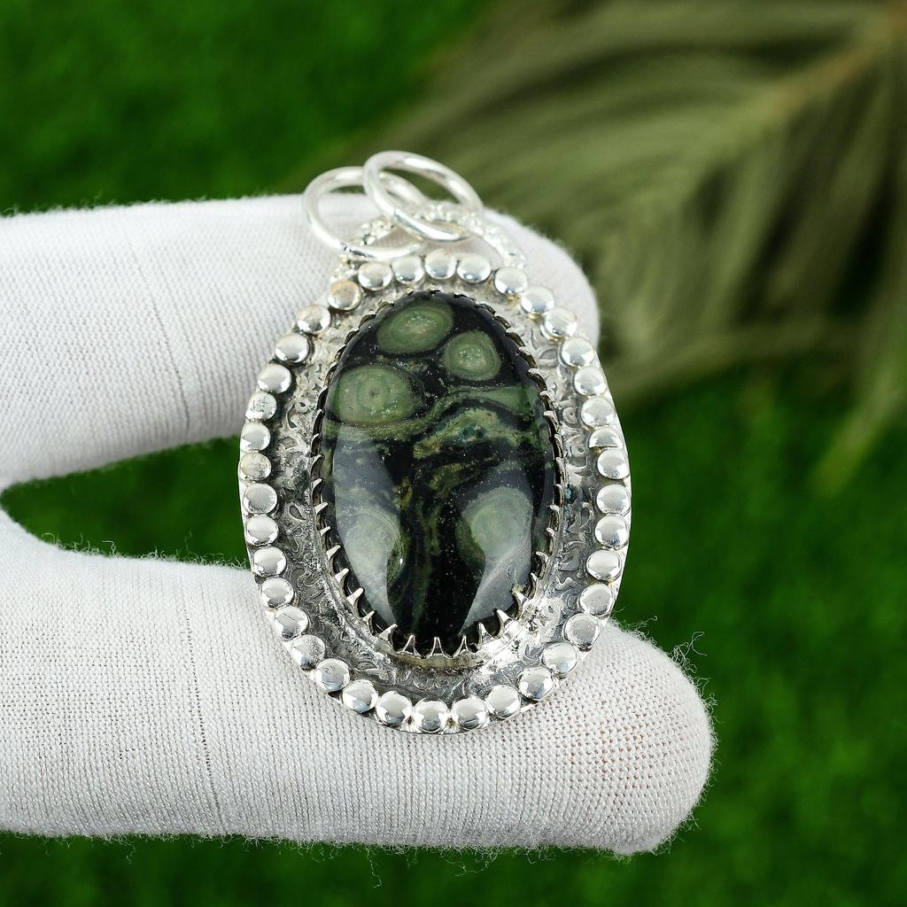 Wedding Gift For Her 925 Sterling Silver Natural Kambaba Jasper Gemstone Pendant