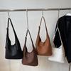 2025 Retro Solid Color Large Capacity Soft Leather Shoulder Bag