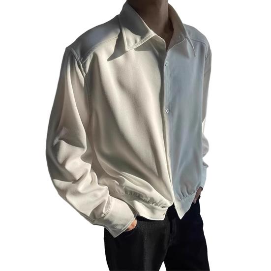 Мужская рубашка с лацканами, длинный рукав, однобортная рубашка, весенняя однотонная тонкая верхняя одежда, быстросохнущая