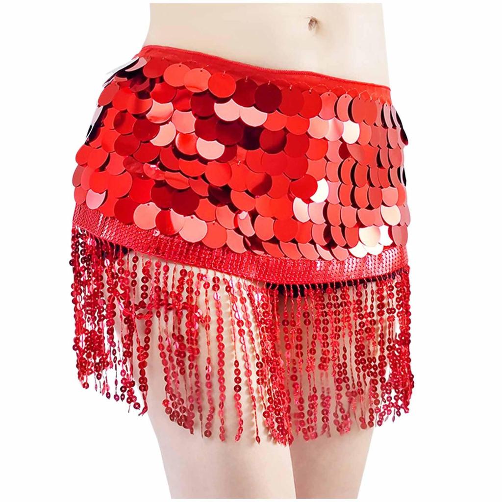 Women's High Waisted Sexy Sequined Half Skirt Waist Accessories Sequined Belly Dance Waist Scarf