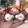 1 Pair Christmas Hairpins Holiday Antlers Design Faux Pearls Plush Ball Decor Hair Clips Christmas Party Photography Props