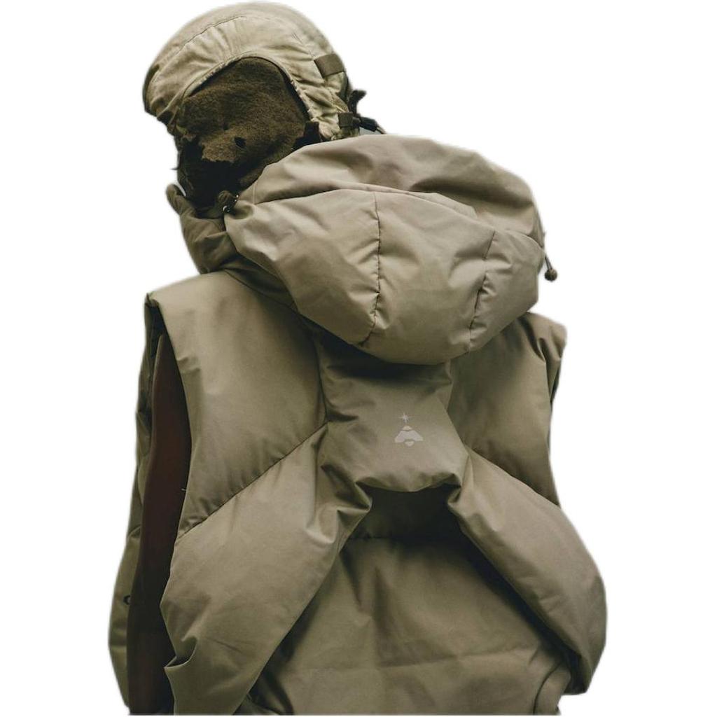 Adidas Originals X Hamcus FW23 Однотонный пуховик на молнии с капюшоном и тремя полосками с логотипом, верхняя одежда унисекс цвета хаки IY5050